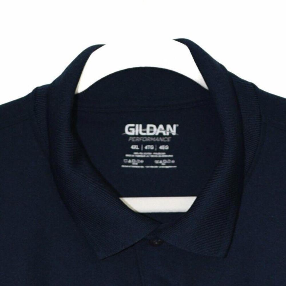 Gildan Mens Blue Polyester Polo Shirt Collared Buttons Logo Short Sleeves Sz 4XL - Picture 6 of 6